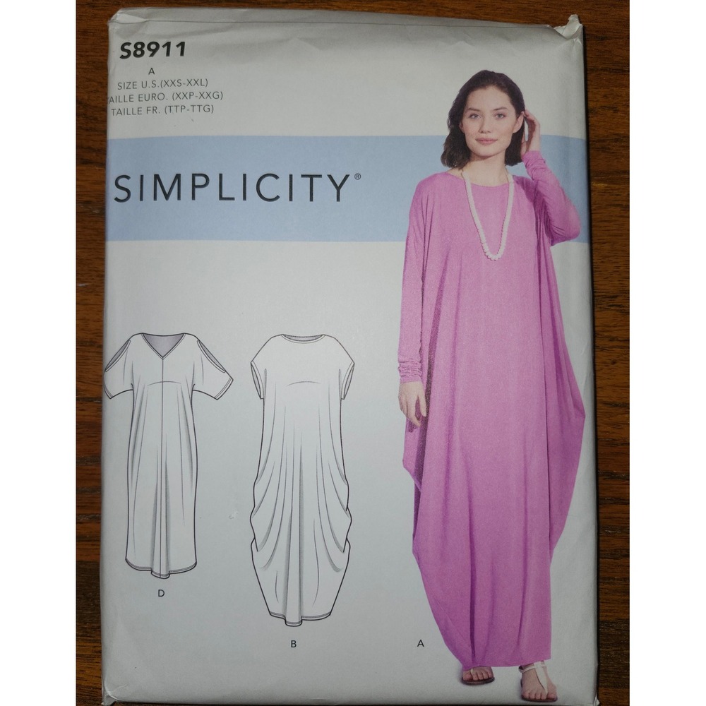 Simplicity S8911 Misses Knit Caftans Sewing Pattern XXS-XXL Uncut Lounge Dress